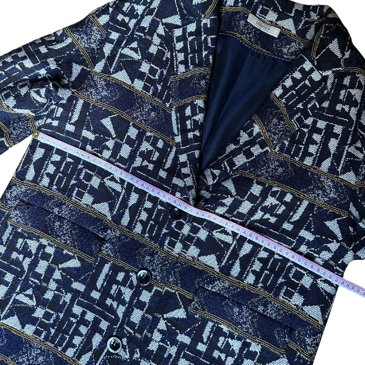 Other Sessùn Geometric Jacquard Oversized Blazer Jacket Navy XS Size XS / US 0-2 / IT 36-38 - 12 Thumbnail