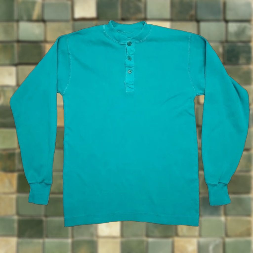 Vintage VINTAGE Henley Shirt Mens Small Green Ribbed Classic Long Sleeve Pullover Retro Size US S / EU 44-46 / 1 - 1 Thumbnail
