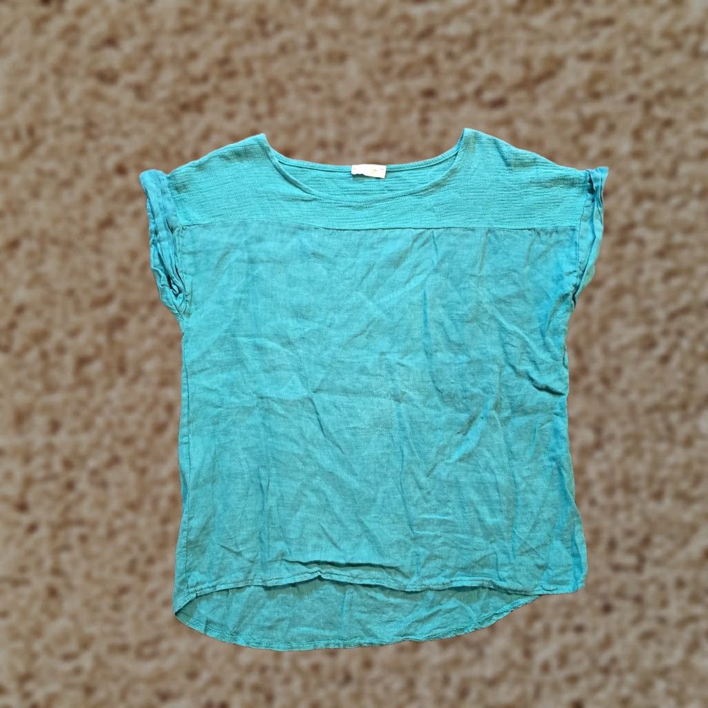 Vintage Bellambra Top Womens Size Small Green Linen Short Sleeve Casual Basic Shirt Size S / US 4 / IT 40 - 1 Thumbnail