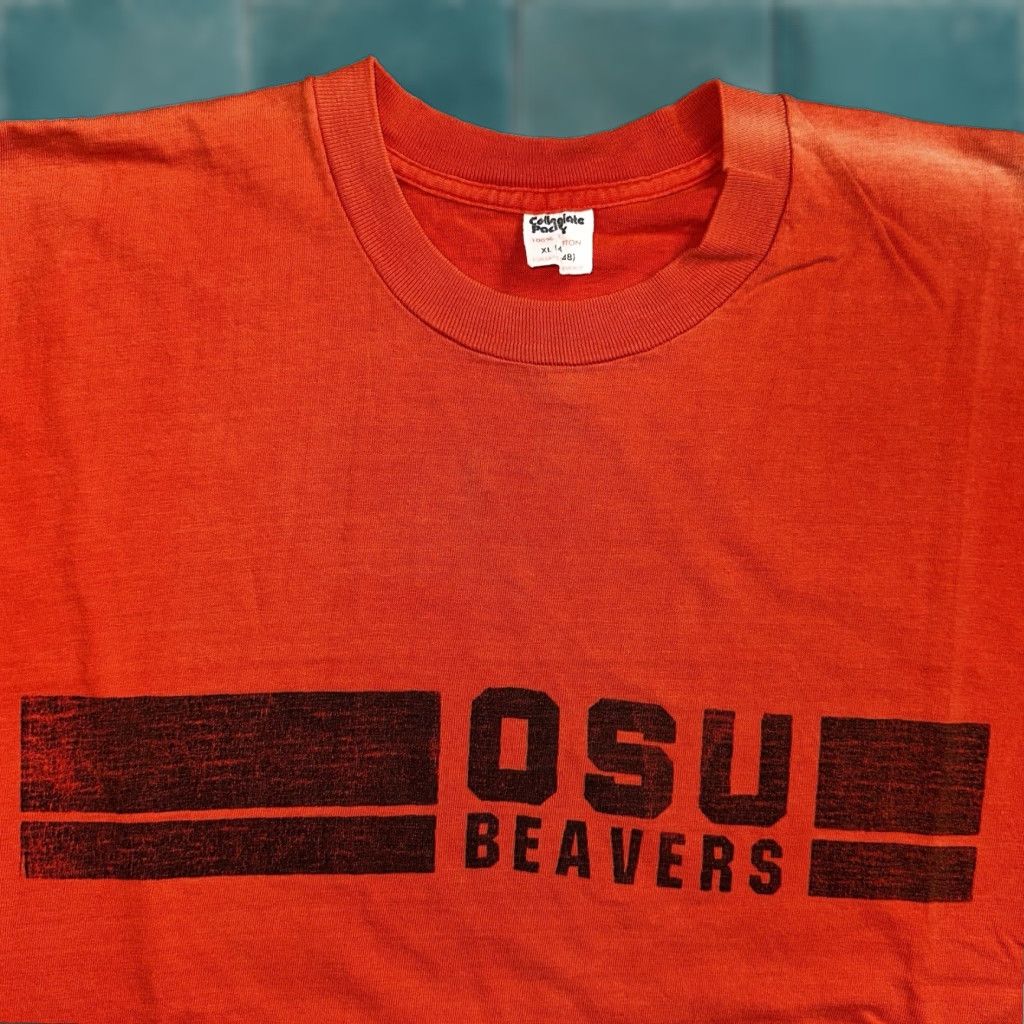 OSU Oregon State USA 70s 1970 VTG T Shirt USA Beavers RARE Single Stitch XL Shirt Mens Orange Crew Neck Short Sleeve Vintage 70s 80s 90s Boys Girls