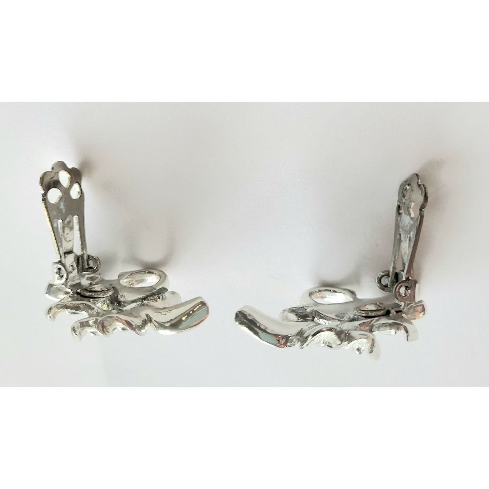Other Coro Silver Leaf Earrings Vintage Clip 50s 60s MCM Signed Size ONE SIZE - 3 Thumbnail