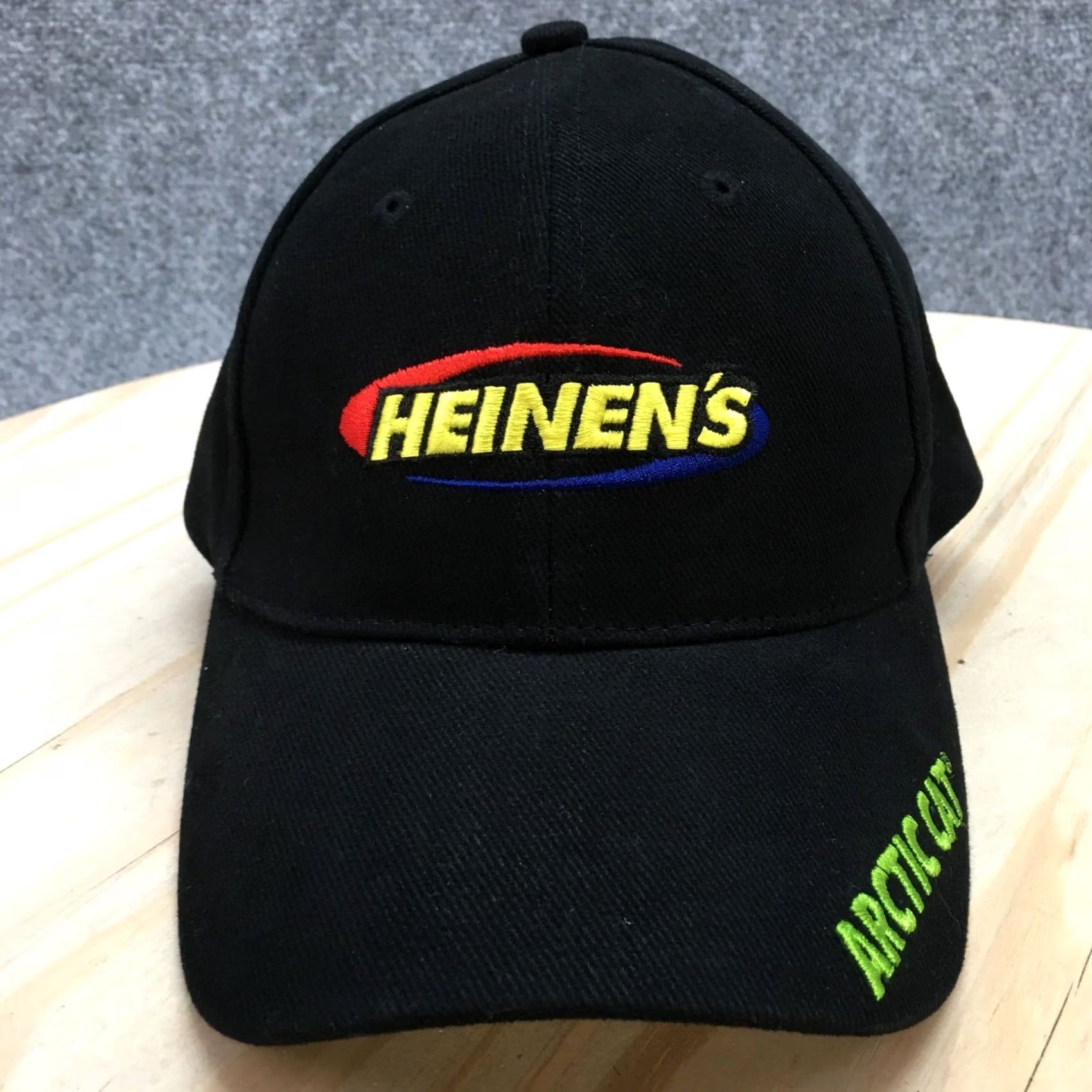 Vintage Arctic Cat Heinen's Baseball Hat Mens Black OS Curved Brim Embroidered Logo Size ONE SIZE - 3 Thumbnail