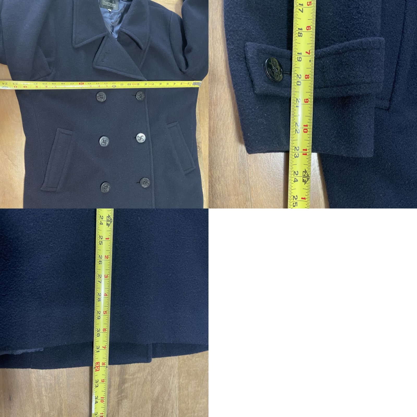 Hartford Hartford Sanyo Peacoat Coat Men L Navy Blue Tweed Wool Button Reg Navy Classic Luxury Size US L / EU 52-54 / 3 - 8 Thumbnail