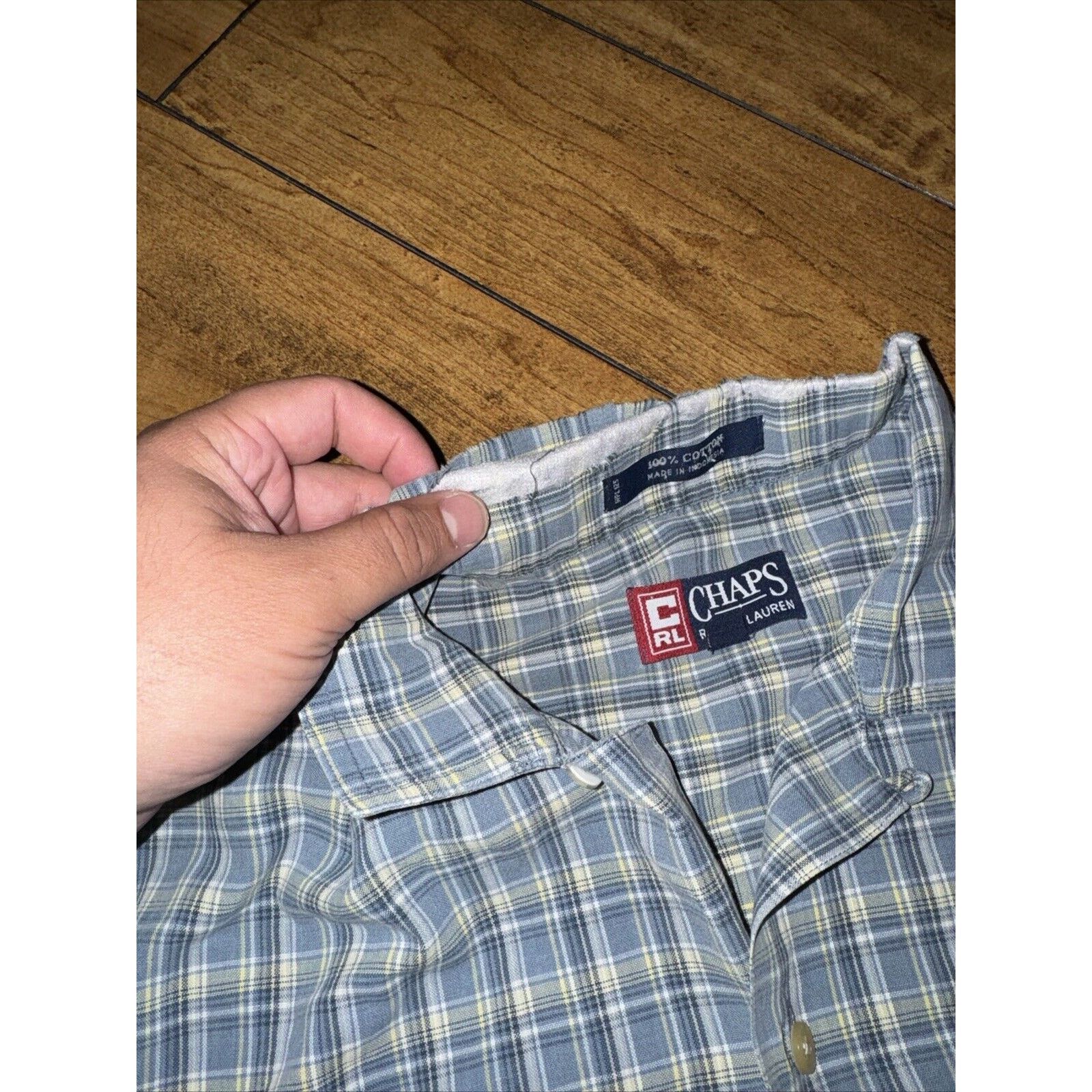 Chaps VNT Chaps Ralph Lauren Plaid Short Sleeve Shirt Blue L 25x30 Size US L / EU 52-54 / 3 - 4 Thumbnail
