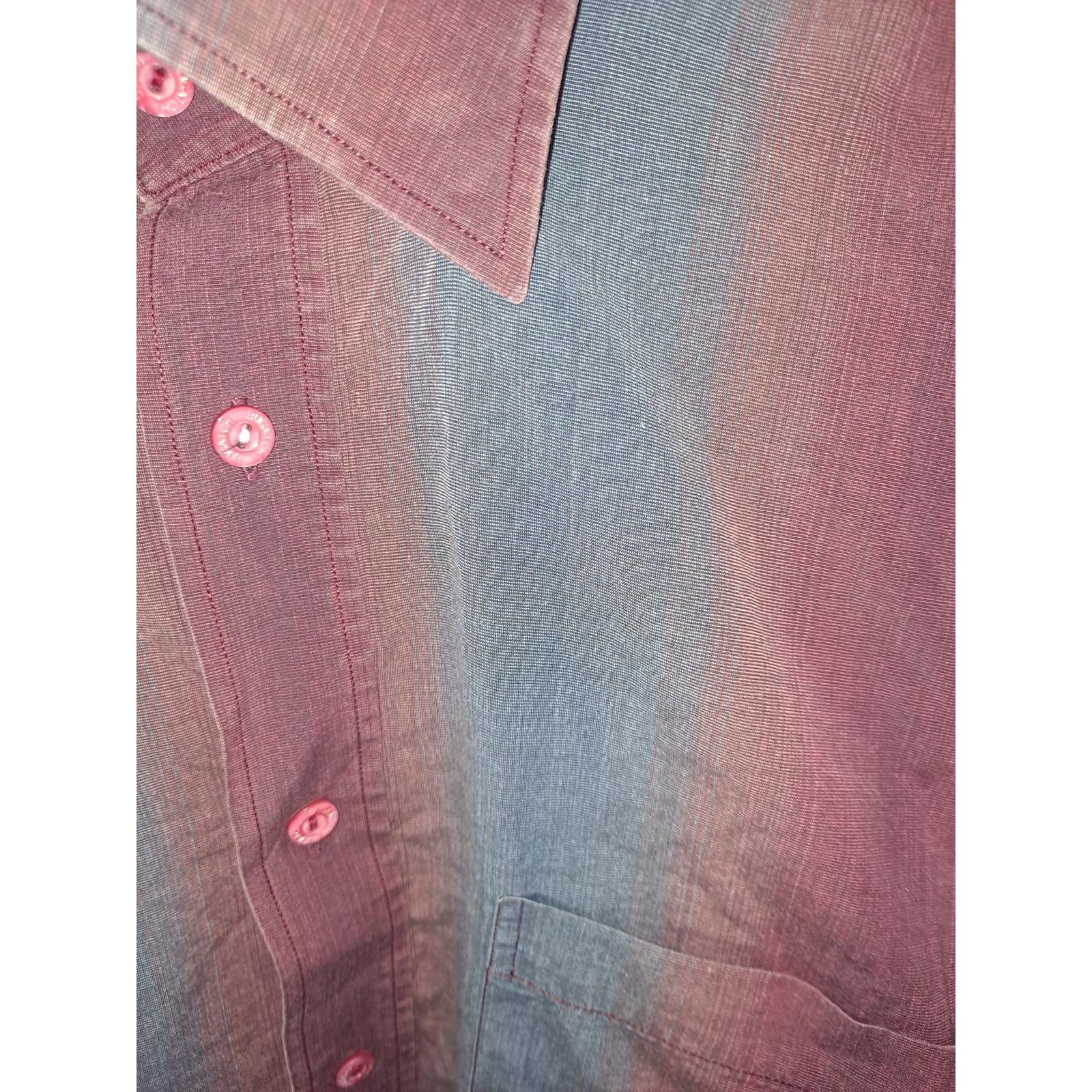 BUGATCHI Bugatchi Blue and Red Striped Button Up Long Sleeve Shirt Si Size US XL / EU 56 / 4 - 2 Thumbnail
