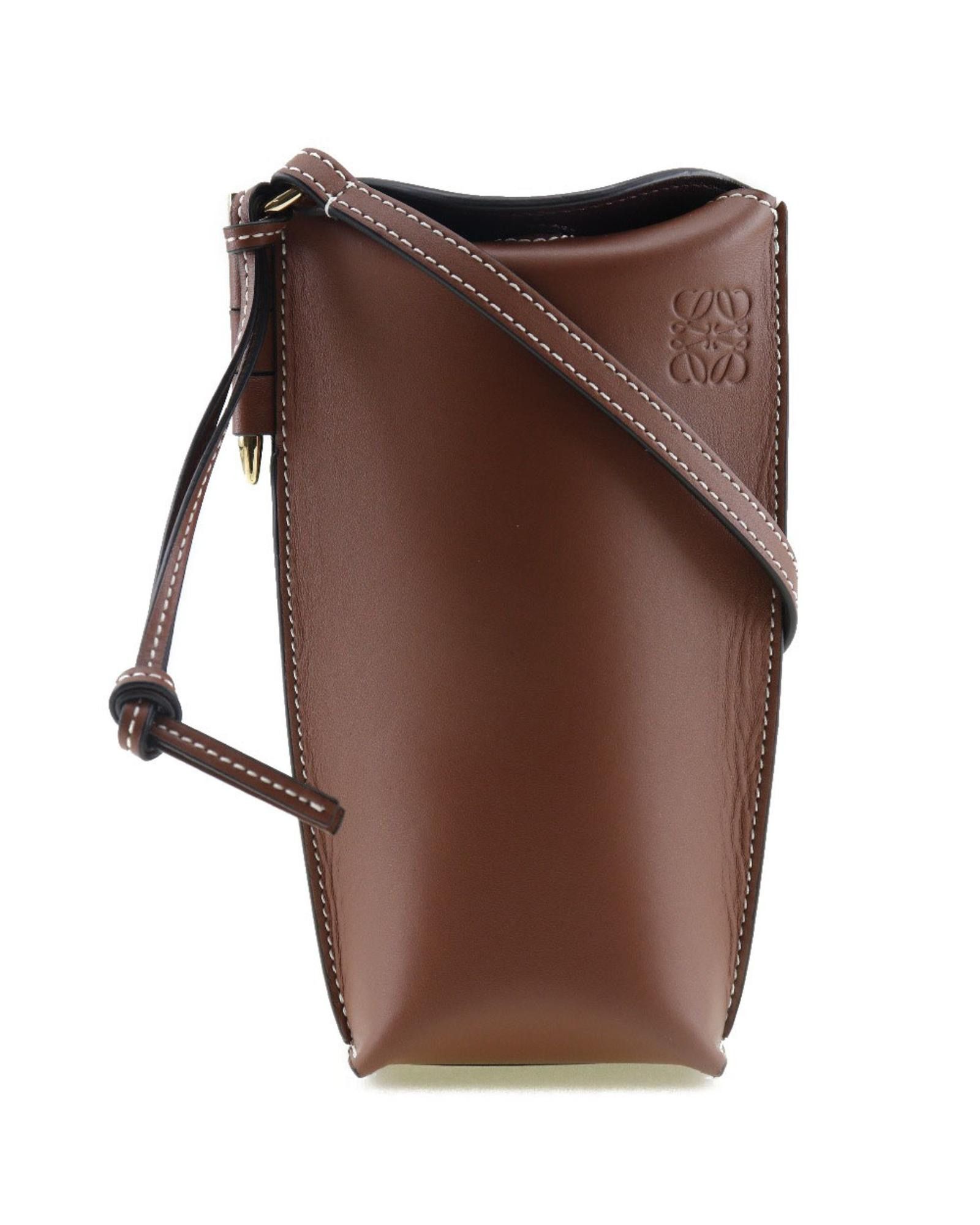 image of Sophisticated Loewe Gate Leather Shoulder Bag in Brown, Women's