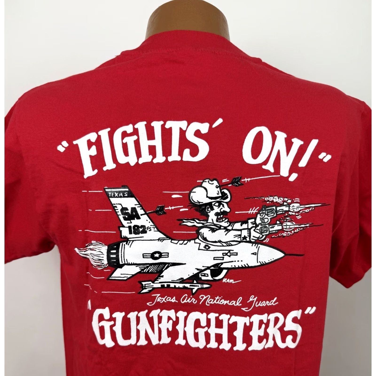 Vintage VINTAGE Texas Air National Guard Shirt Mens Medium 90s Military T-shirt Cowboy Red Size US M / EU 48-50 / 2 - 2 Thumbnail