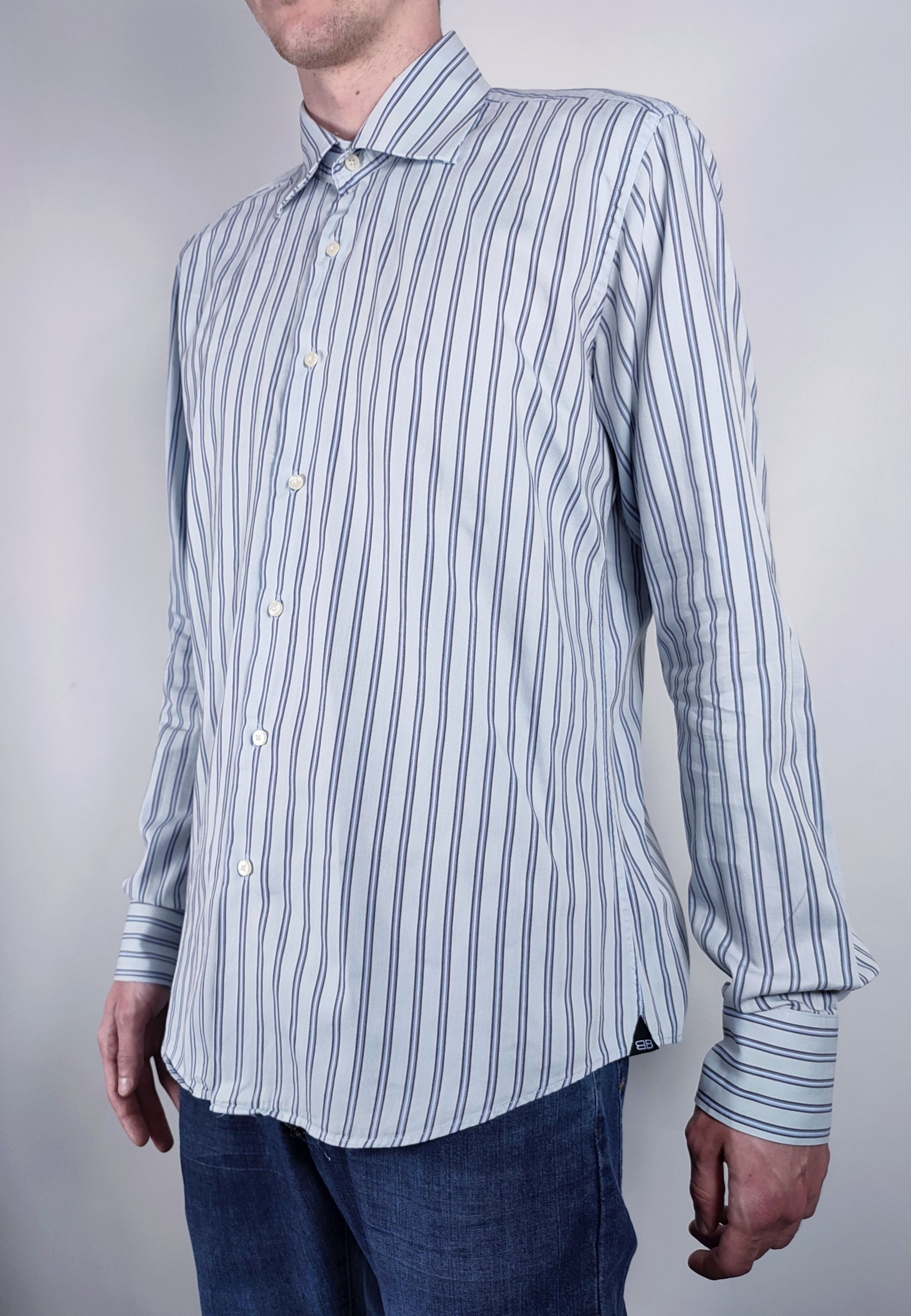 Balenciaga Balenciaga BB logo stripe vintage shirt Size US L / EU 52-54 / 3 - 11 Thumbnail