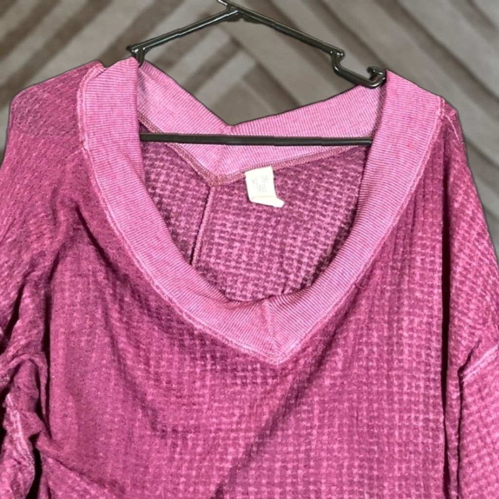 Vintage We The Free Womens Shirt Purple Thermal Waffle Sheer V-Neck Long Sleeve Small Size S / US 4 / IT 40 - 1 Thumbnail