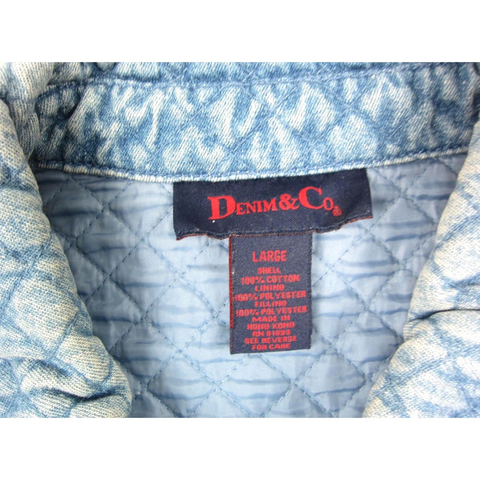 Denim & Co. Vintage Denim & Co Jacket Womens Large Blue Quilted Bomber Full Zip Cotton 90s Size L / US 10 / IT 46 - 3 Thumbnail