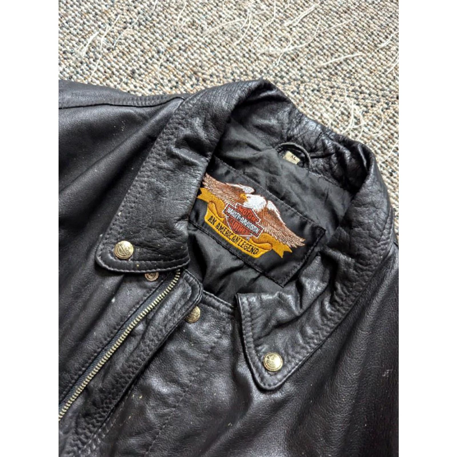 Harley Davidson VINTAGE Harley-Davidson leather XL black BOMBER motorcycle Jacket Mens XL Black Size US XL / EU 56 / 4 - 4 Thumbnail