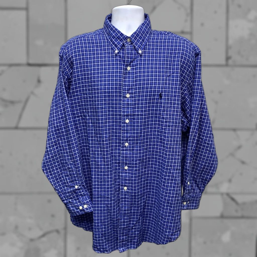 Ralph Lauren Ralph Lauren Mens Blue Long Sleeve Button Down Dress Shirt Large Size 42R - 1 Thumbnail