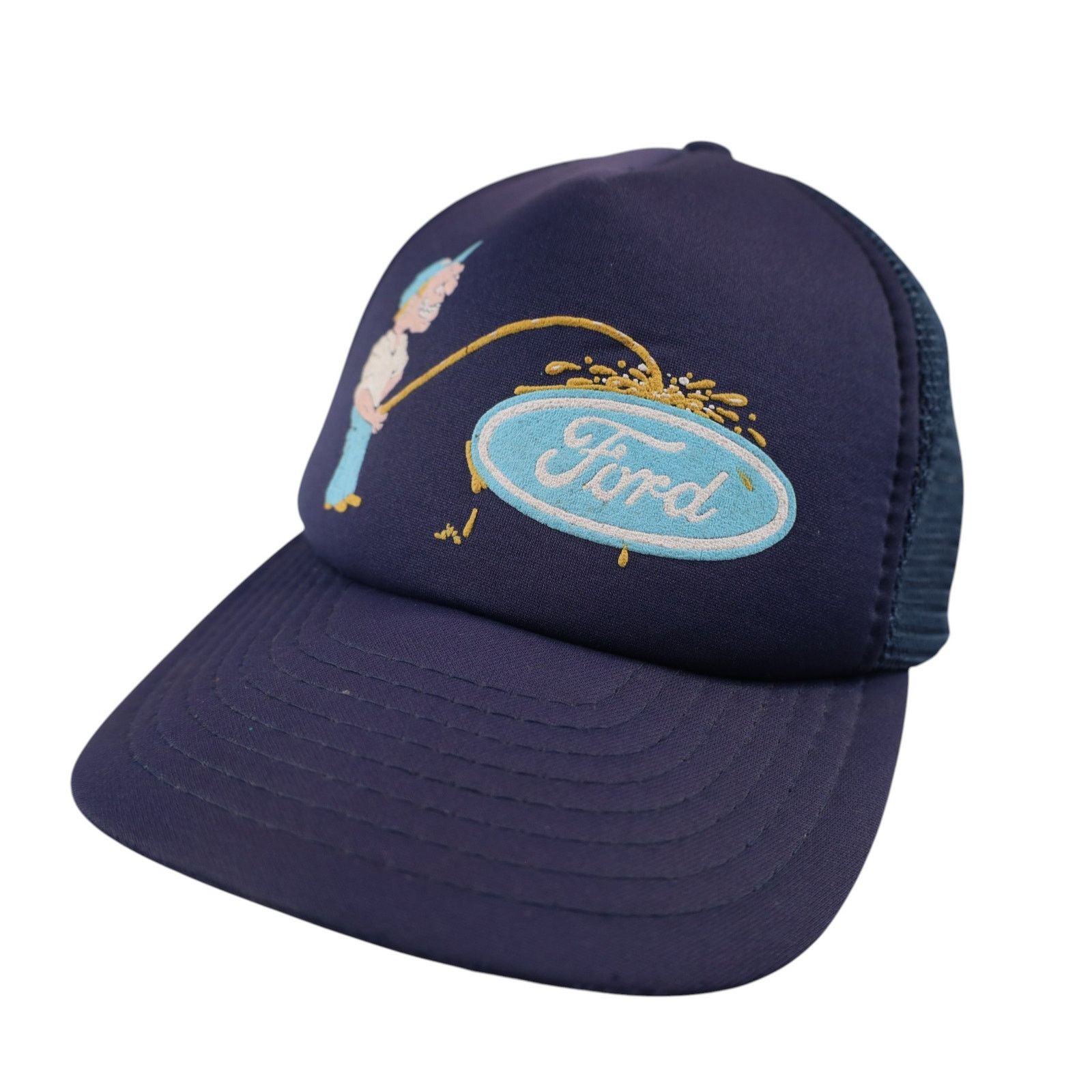 Vintage Vintage 80s Pissing on Ford Mesh Trucker Hat Size ONE SIZE - 1 Thumbnail