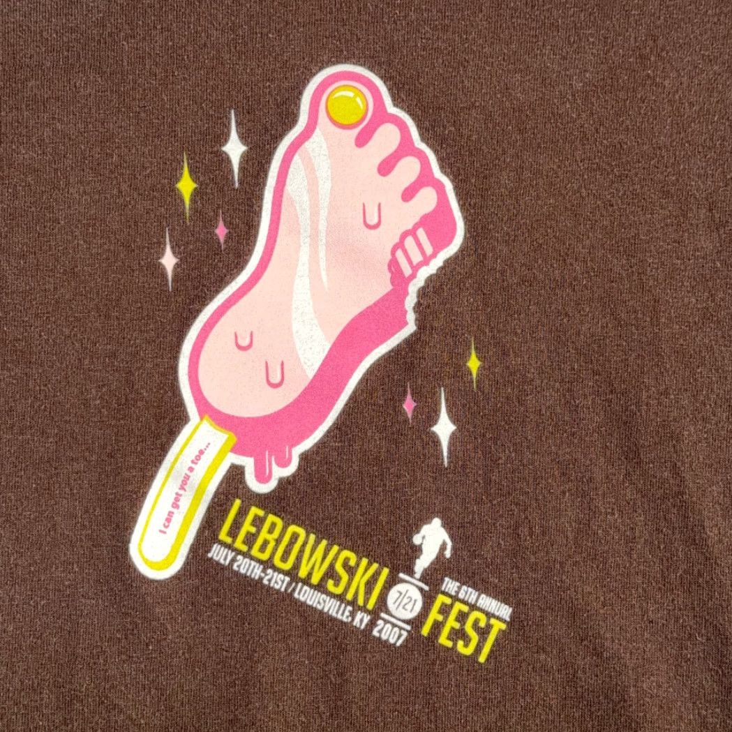 Gildan VINTAGE Big Lebowski Shirt Adult LARGE Brown Fest Foot Popsicle Toe Bowling Movie Y2K Size US L / EU 52-54 / 3 - 2 Thumbnail