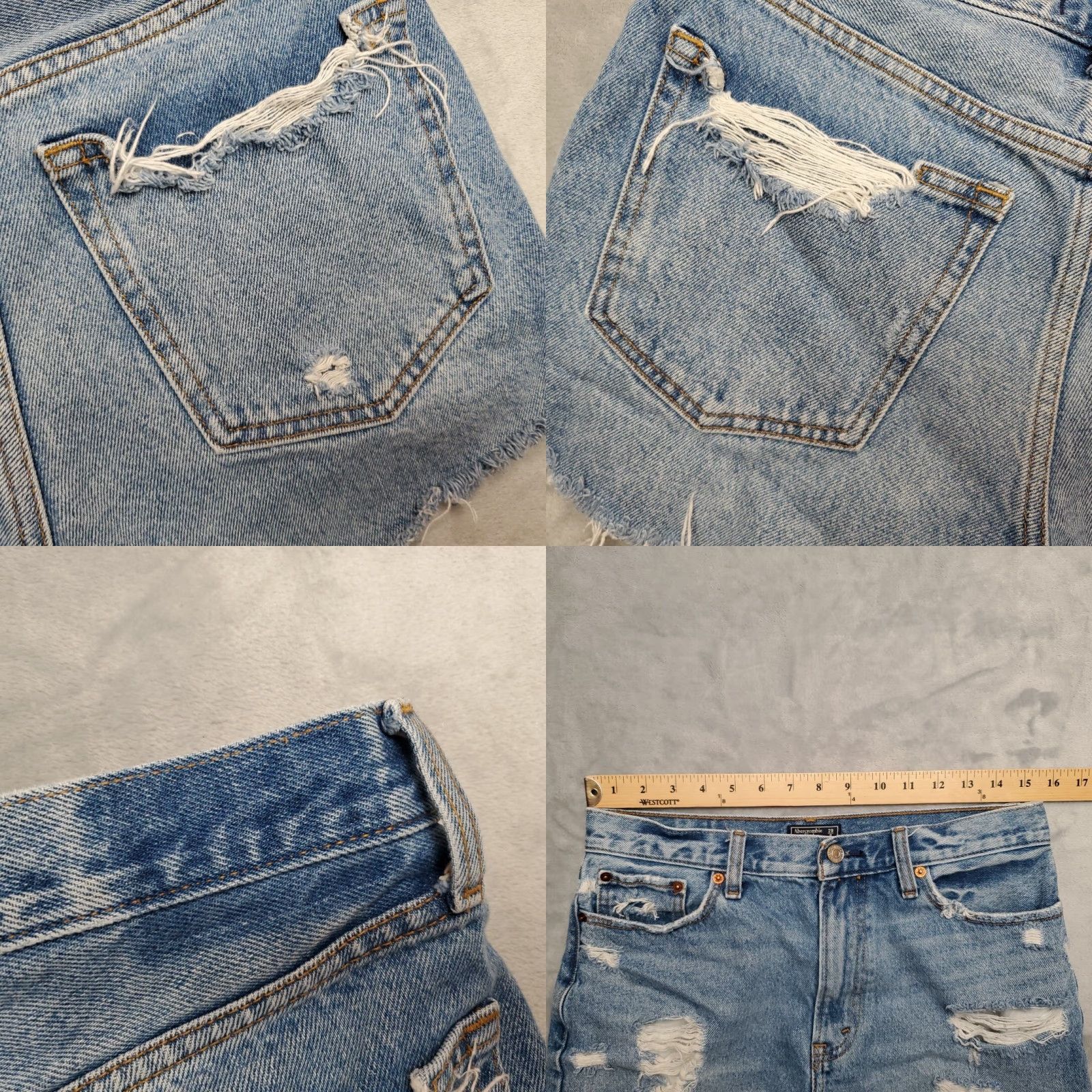 Abercrombie & Fitch Abercrombie & Fitch Shorts Women 29 Blue Denim Booty Biker Y2K Micro Mini Grunge Size 29" - 8 Thumbnail
