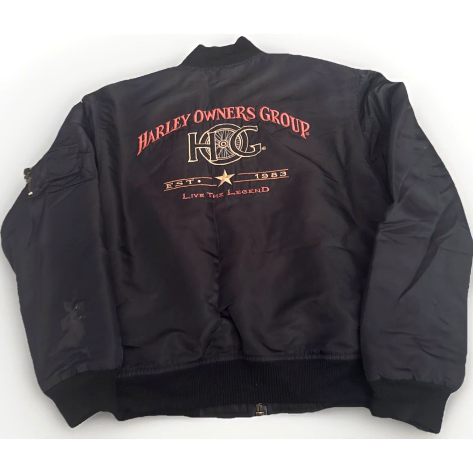 Harley Davidson VINTAGE Harley-Davidson Owners Group Bomber Jacket Black Small Mens Size US S / EU 44-46 / 1 - 2 Thumbnail