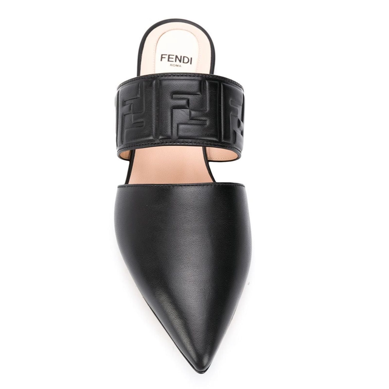 Fendi Fendi Motif FF Logo Black Leather Pointed Toe Ballerina Size US 7.5 / IT 37.5 - 6 Thumbnail