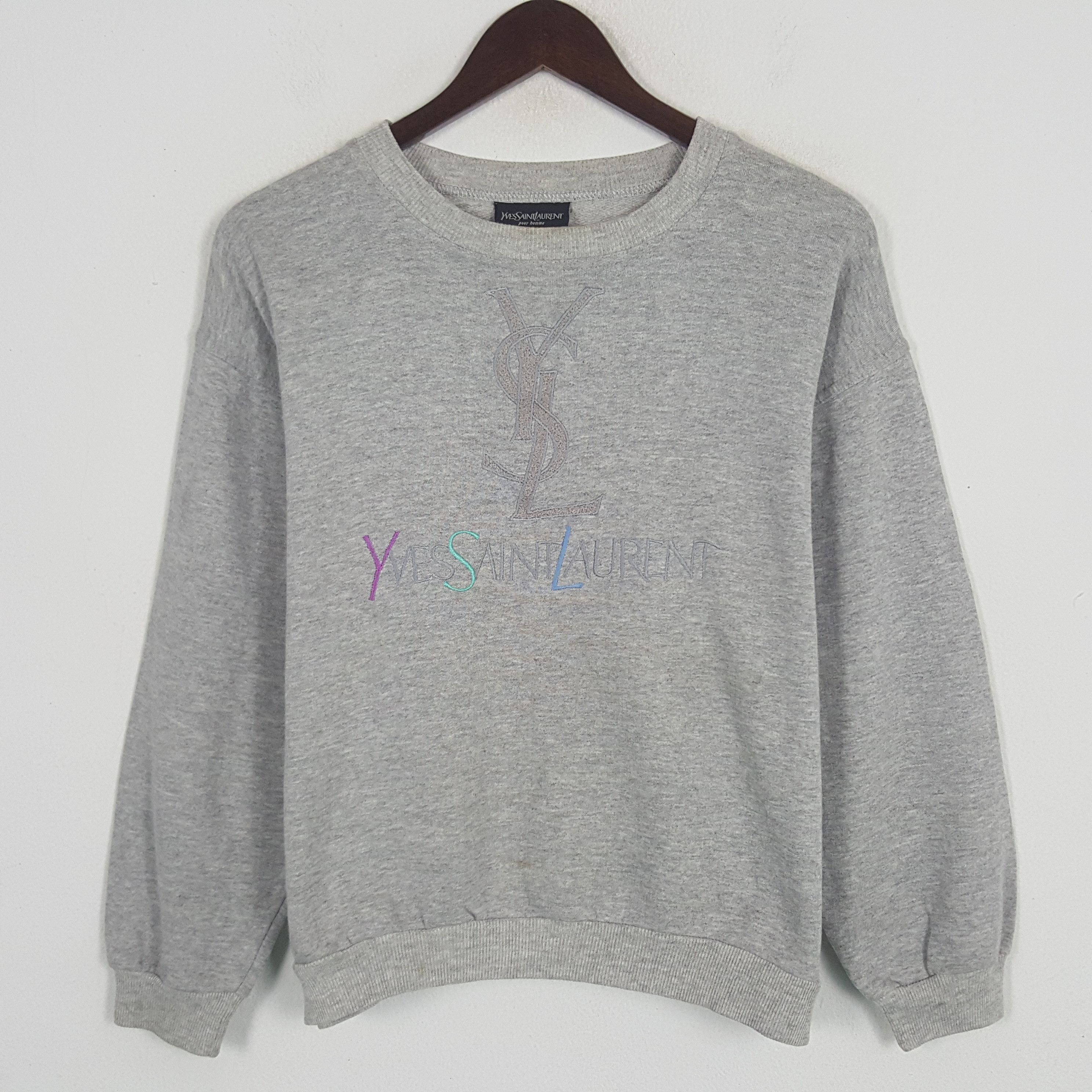 Vintage Vintage Yves Saint Laurent Embroidery Logo Sweatshirt Size M / US 6-8 / IT 42-44 - 1 Thumbnail