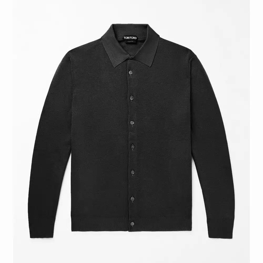 Tom Ford o1loc1c0425 KBL006 Pure Silk Cardigan Shirt in Black Size US M / EU 48-50 / 2 - 1 Thumbnail