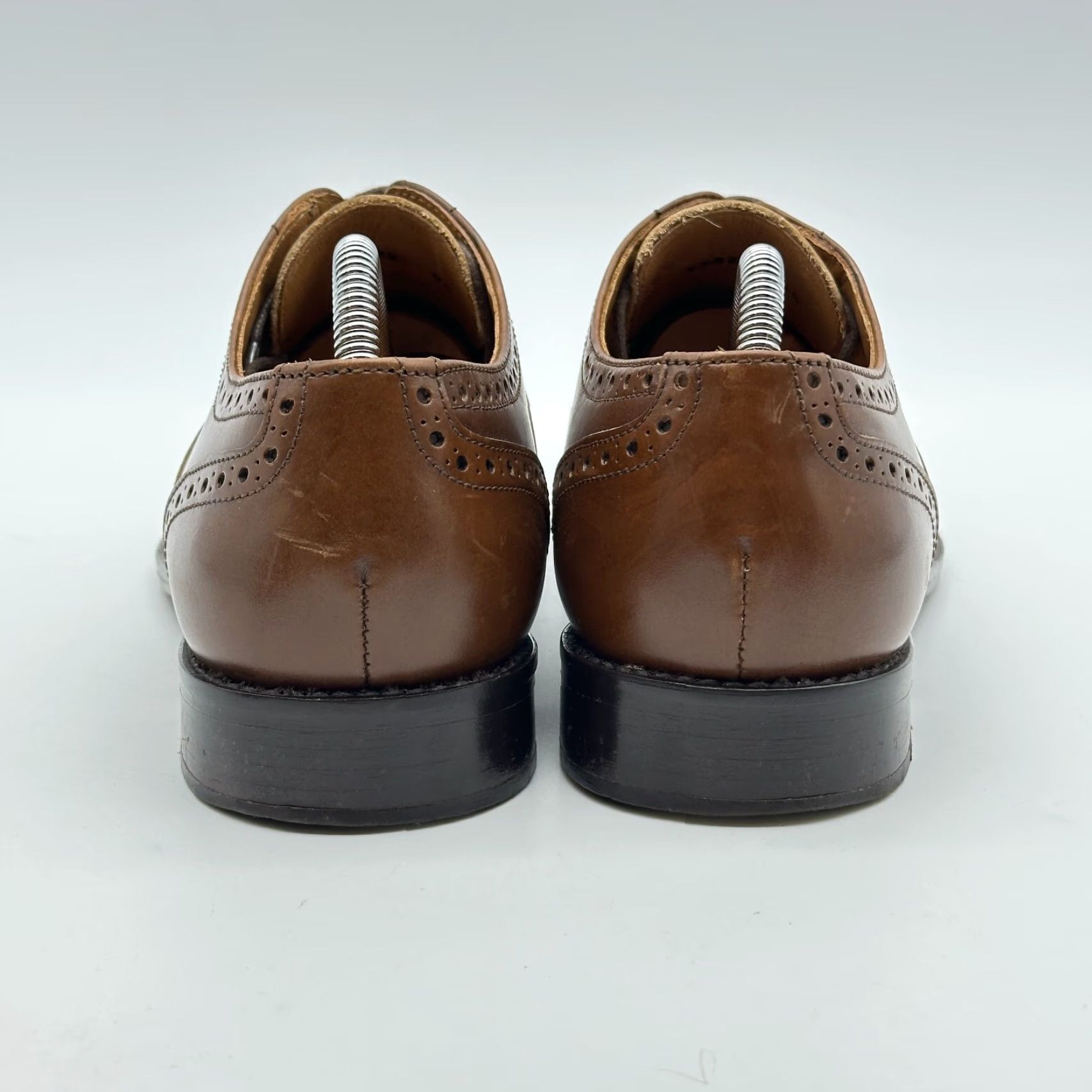 Vintage Paul Fredrick Cap Toe Oxford Mens 8.5 Brown Leather Brogue Made in Italy Dress Oxford Shoes Mens Brown Leather Cap Toe Oxford City Going Out 8.5 Mens Size ONE SIZE - 3 Thumbnail