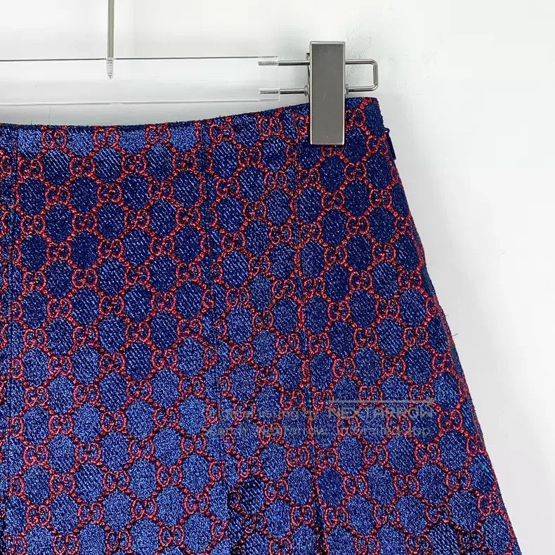 Gucci Gucci Blue-purple logo jacquard full print casual pleated Size 24" / US 00 / IT 34 - 3 Thumbnail