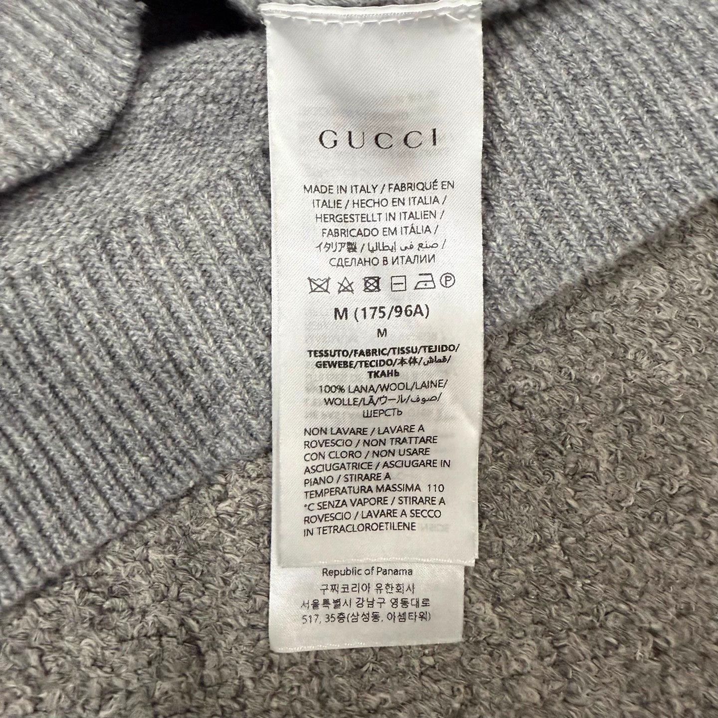 Gucci Gucci Gray Logo letter intarsia crewneck knit sweater M Size M / US 6-8 / IT 42-44 - 4 Thumbnail