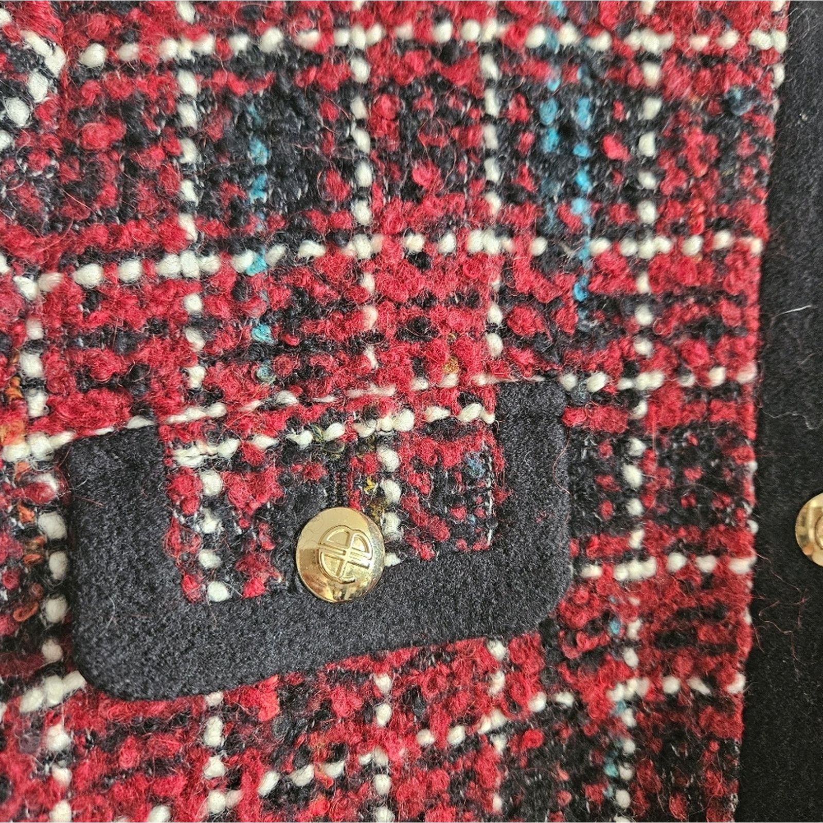 Anine Bing Lydia Cherry Plaid Wool Jacket Size M 🍒