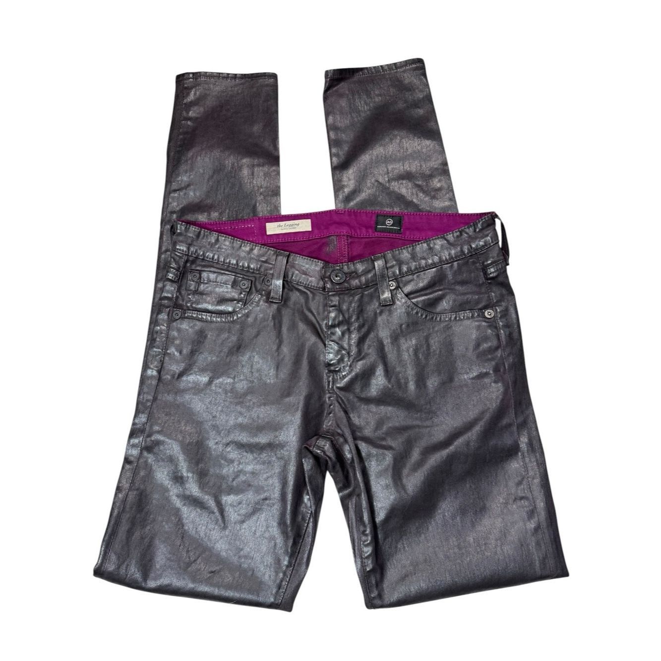 AG Adriano Goldschmied AG Adriano Goldschmied The Legging Super Skinny Coated Purp Size 27" / US 4 / IT 40 - 3 Thumbnail