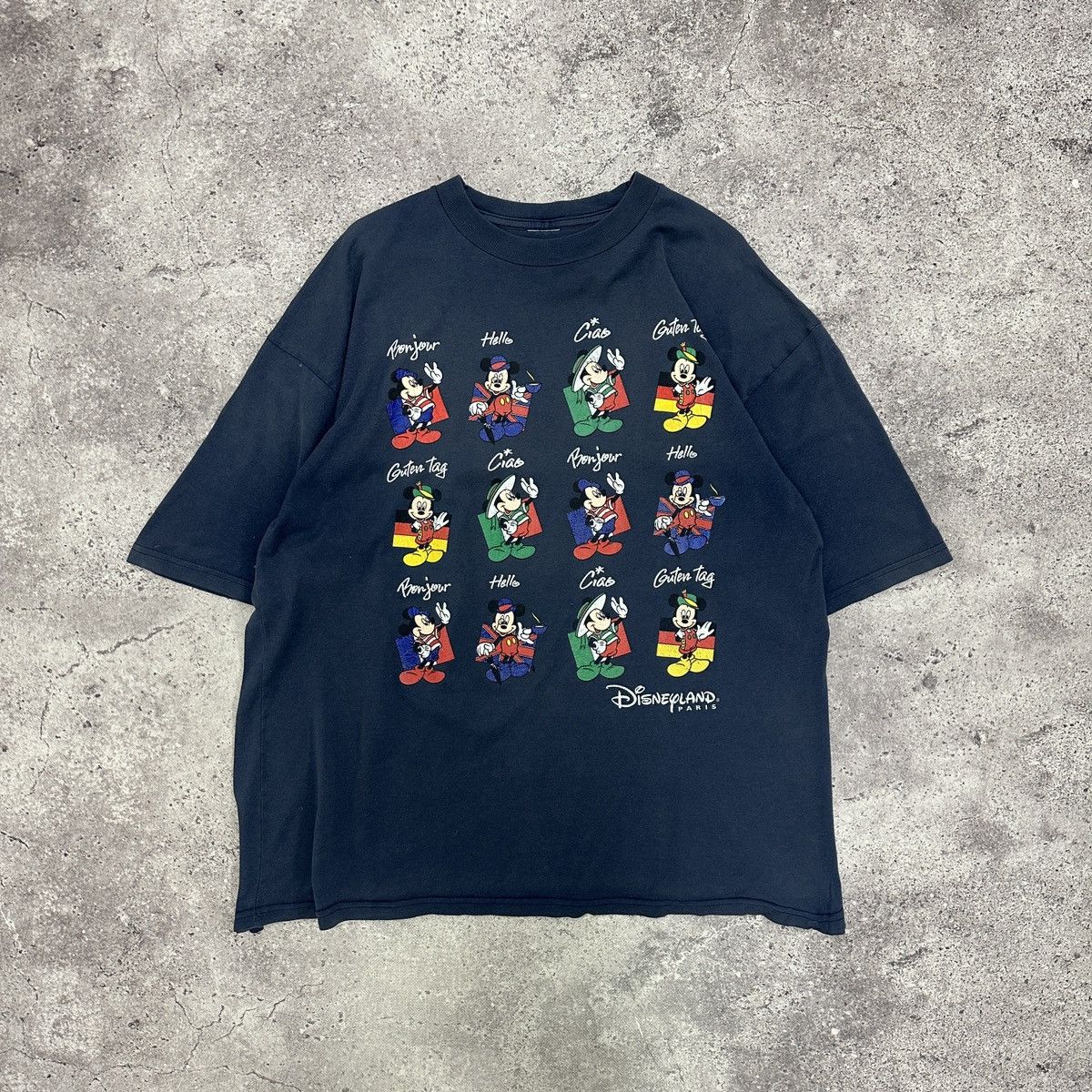Disney Vintage 90s Disneyland Paris Hello Mickey Mouse tee Europe Size US XL / EU 56 / 4 - 1 Thumbnail