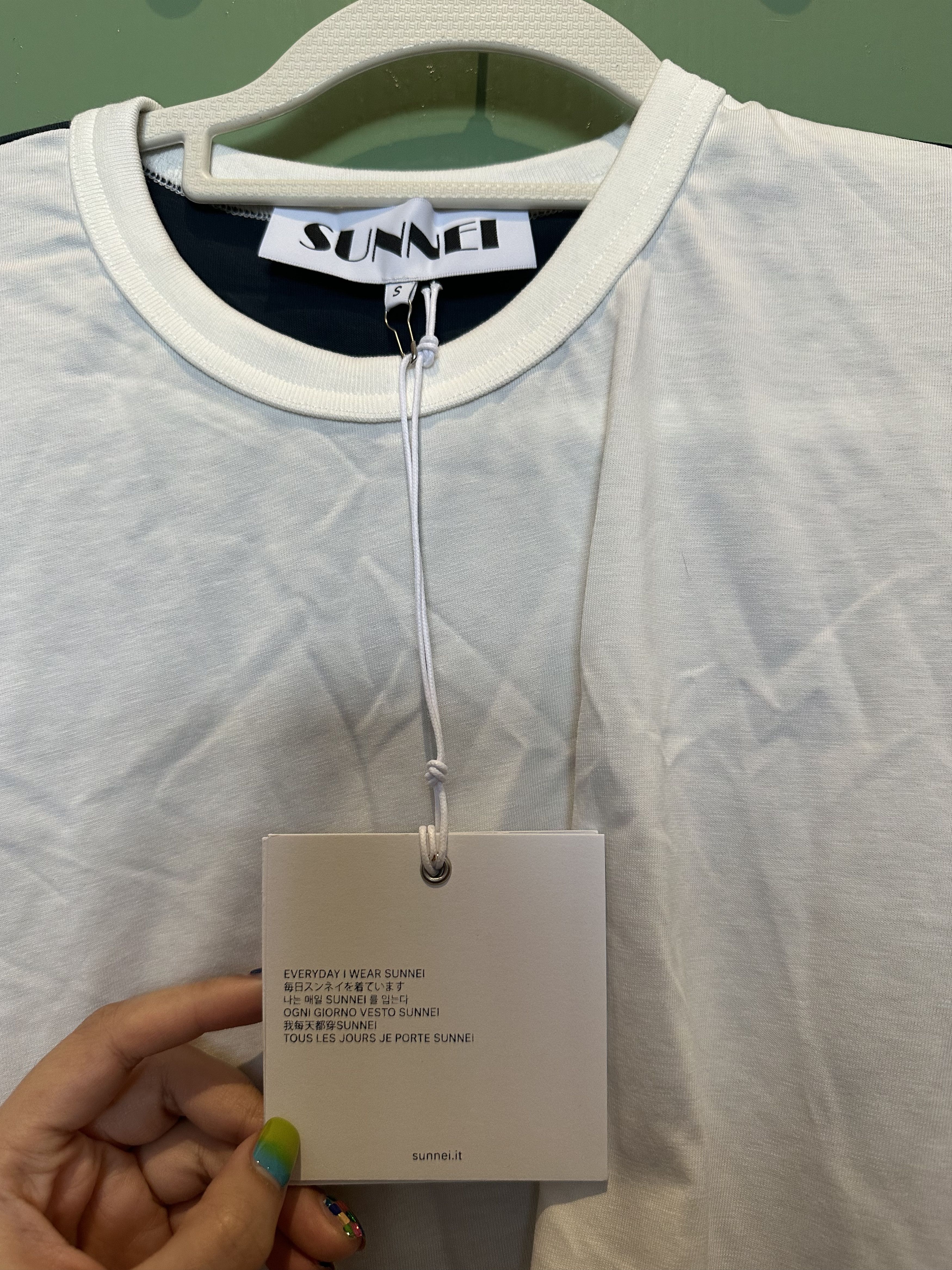 Sunnei SUNNEI Off-White & Green Double T-Shirt Size US S / EU 44-46 / 1 - 8 Thumbnail