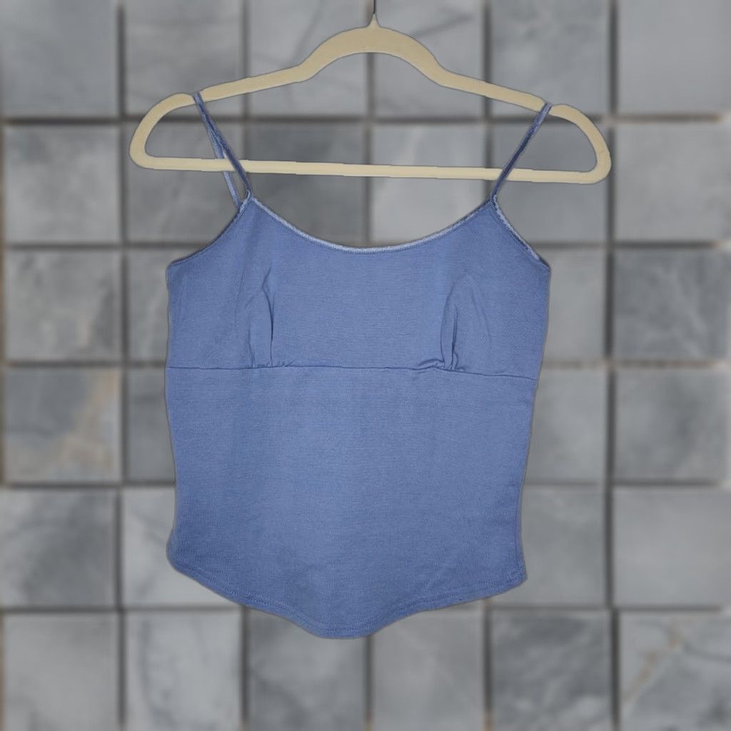 Energie VINTAGE Energie Tank Top Cami Spaghetti Strap Blue Milkmaid Summer Beach M Womens Tank Blue 90s Vintage Energy Cami Tank Top Size M / US 6-8 / IT 42-44 - 1 Thumbnail