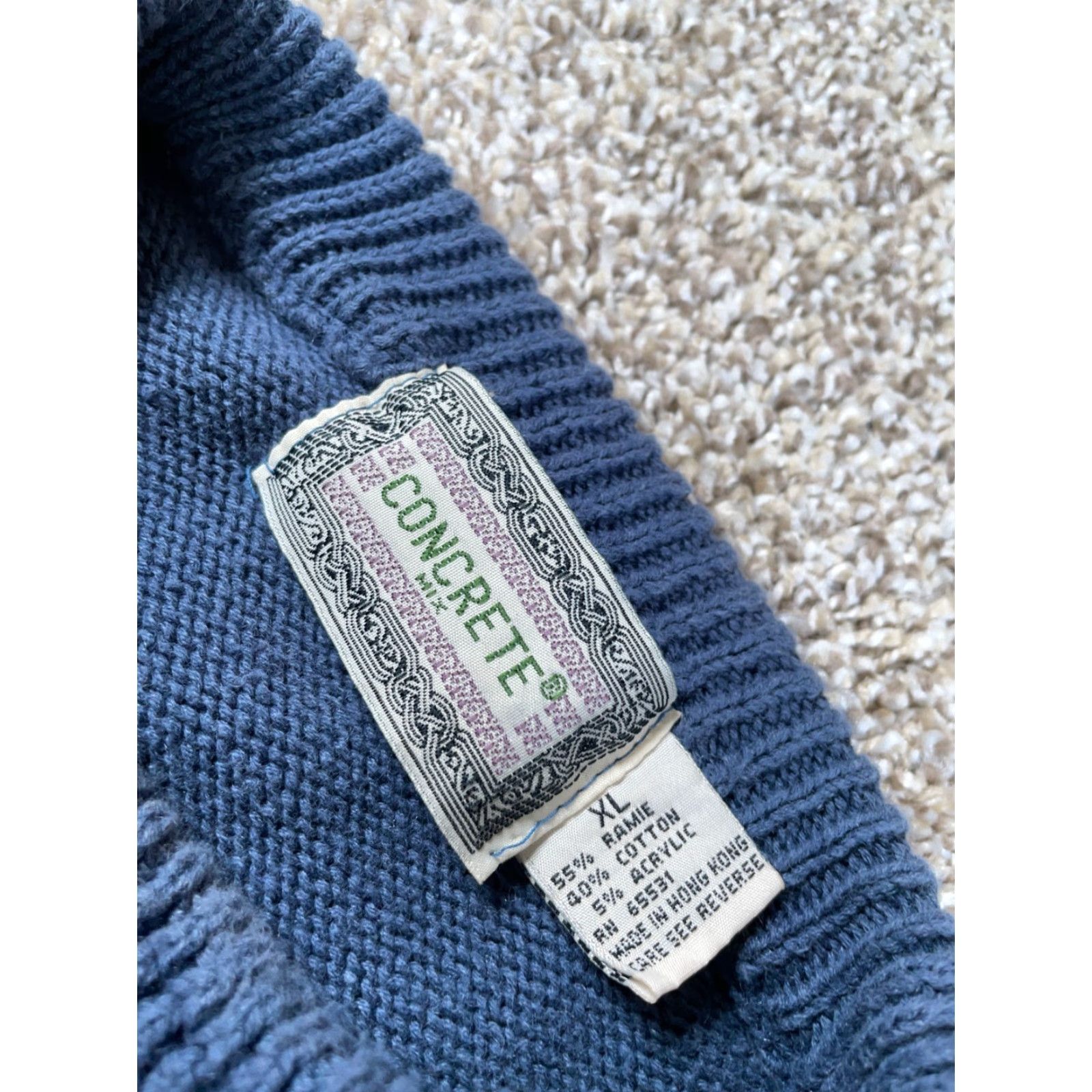 Vintage VINTAGE Geometric Pattern Sweater Mens XL Blue 90s Chunky Knit Ramie-Cotton-Acrylic Heavyweight Size US XL / EU 56 / 4 - 3 Thumbnail