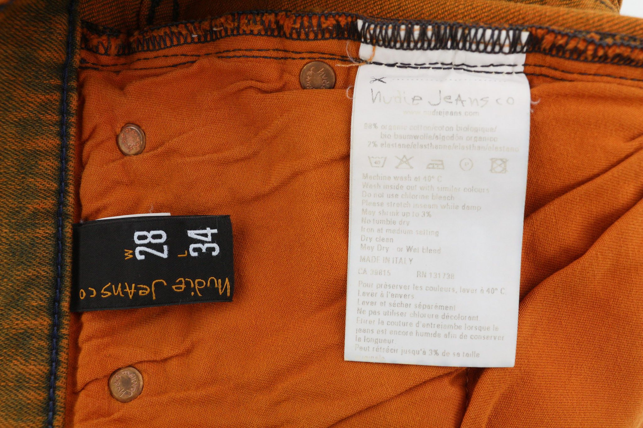 Nudie Jeans TIGHT LONG JOHN W28/L34 Organic Icon Orange Jeans 82580 Size US 28 / EU 44 - 6 Thumbnail