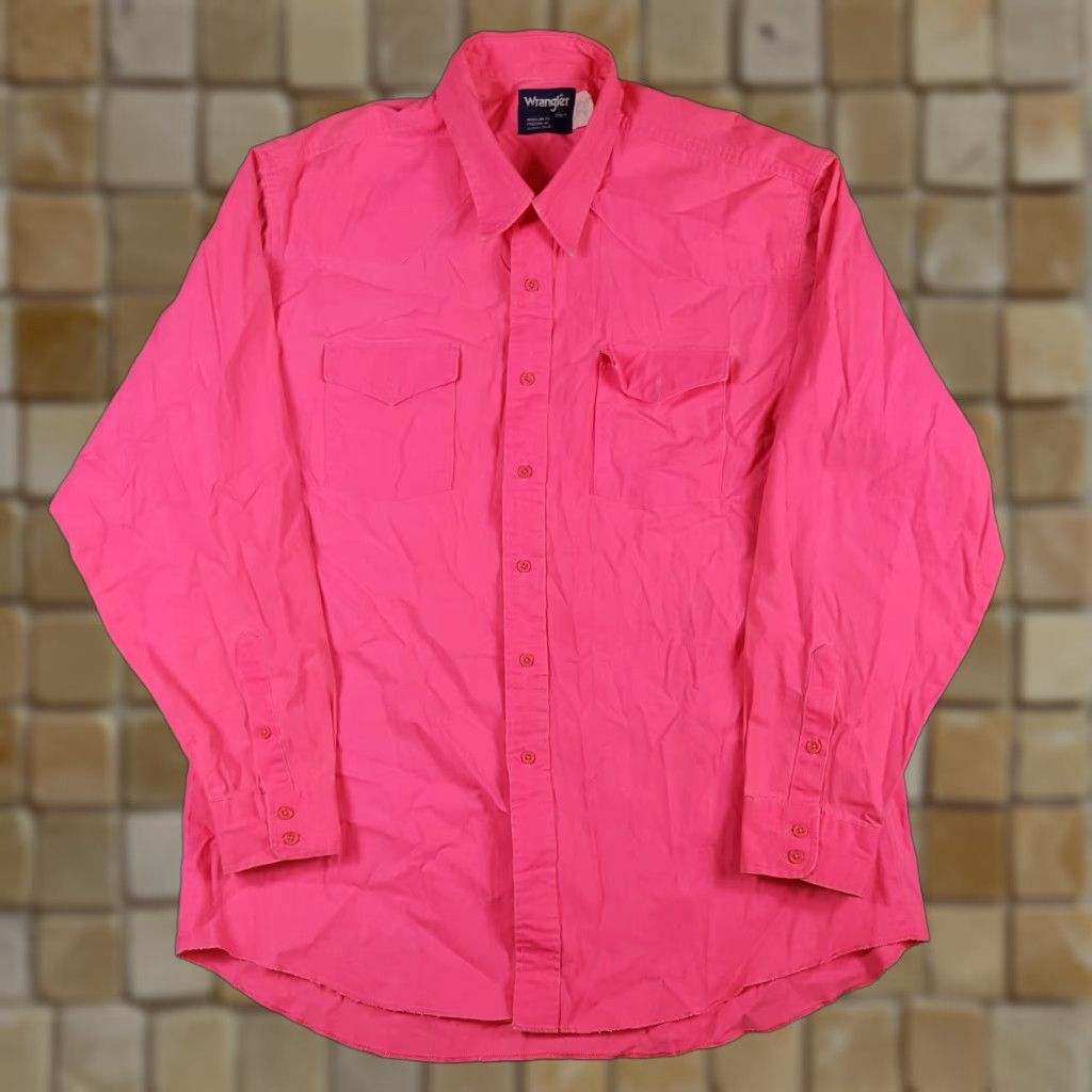 Wrangler VINTAGE Wrangler Brushpopper Western Hot Pink Cowboy Shirt Size L Button Up VTG Size US L / EU 52-54 / 3 - 1 Thumbnail