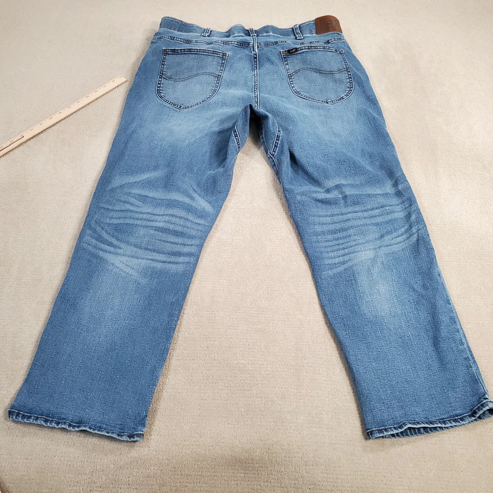 Lee Lee Jeans Mens 44x30 Blue Relaxed Straight Leg MVP Faded Medium Denim Cotton Regular Inseam 30 Classic Logo Pockets Jeans Mens Size US 40 / EU 56 - 7 Thumbnail