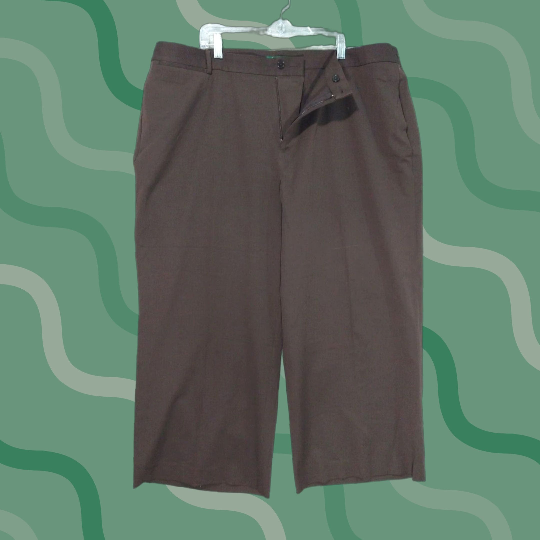 Ralph Lauren Ralph Lauren Pants Womens 22W Plus Brown Wide-Leg Cropped Trouser High Rise Size 40" / US 18 - 1 Thumbnail