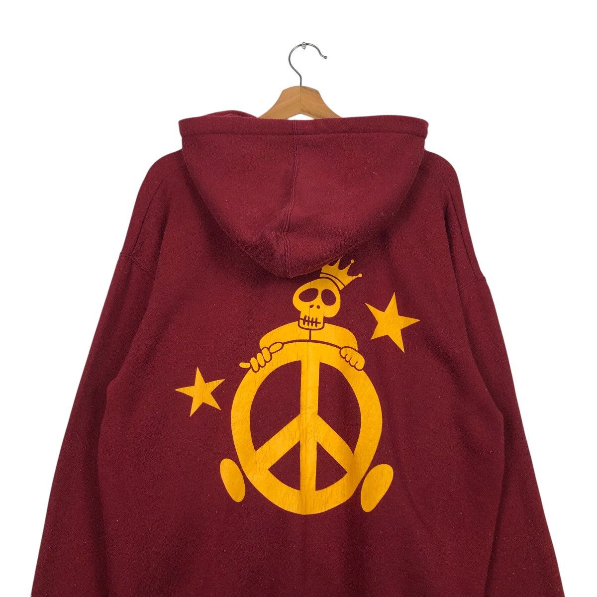 Japanese Brand Vintage Peace Skull Crown Hoodie Maroon Street Punk Graphic Size US L / EU 52-54 / 3 - 10 Thumbnail