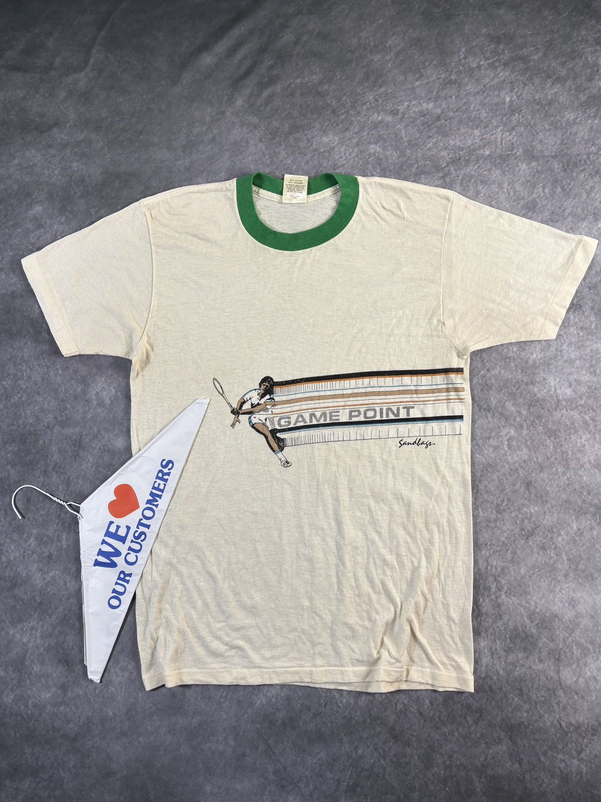 Vintage 1980s Sandbags California Tennis Vintage Ringer Tee Sports Size US M / EU 48-50 / 2 - 1 Thumbnail