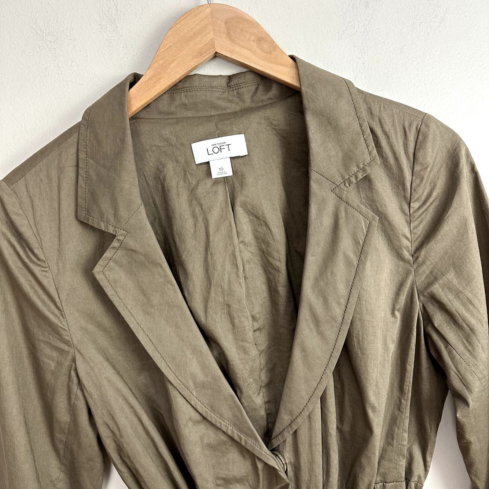 Loft Loft Green Lightweight Belted Blazer Jacket 10 Black Ribbon Size M / US 6-8 / IT 42-44 - 3 Thumbnail
