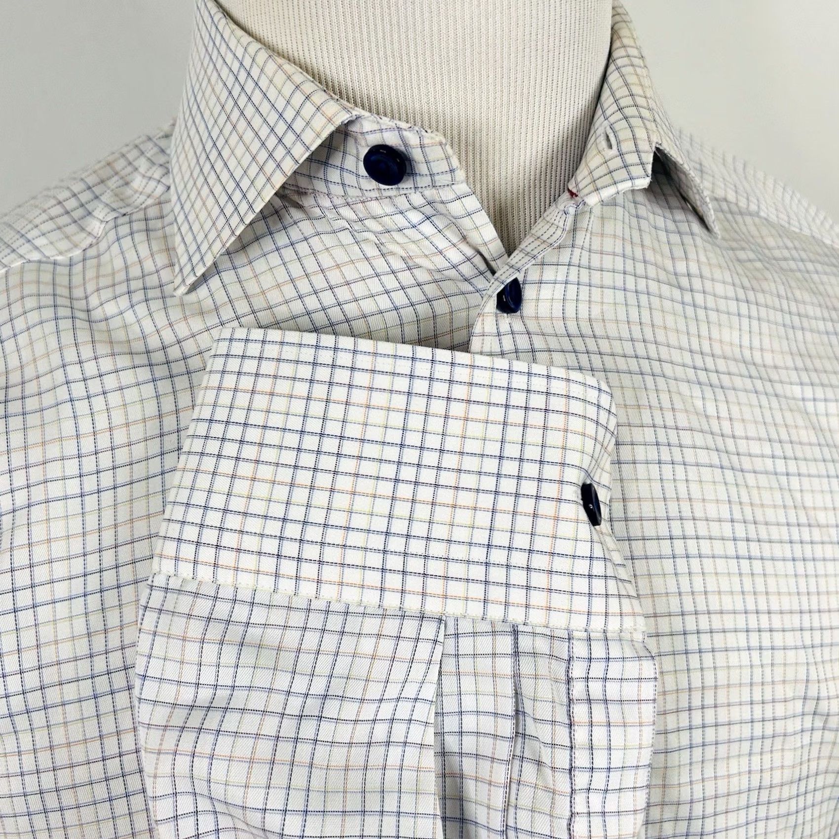 Eton Etón Contemporary 15.5 32 Dress Shirt Rainbow Plaid Cotton Mens Regular Collared Button Spread 100% Cotton Size 42R - 4 Thumbnail