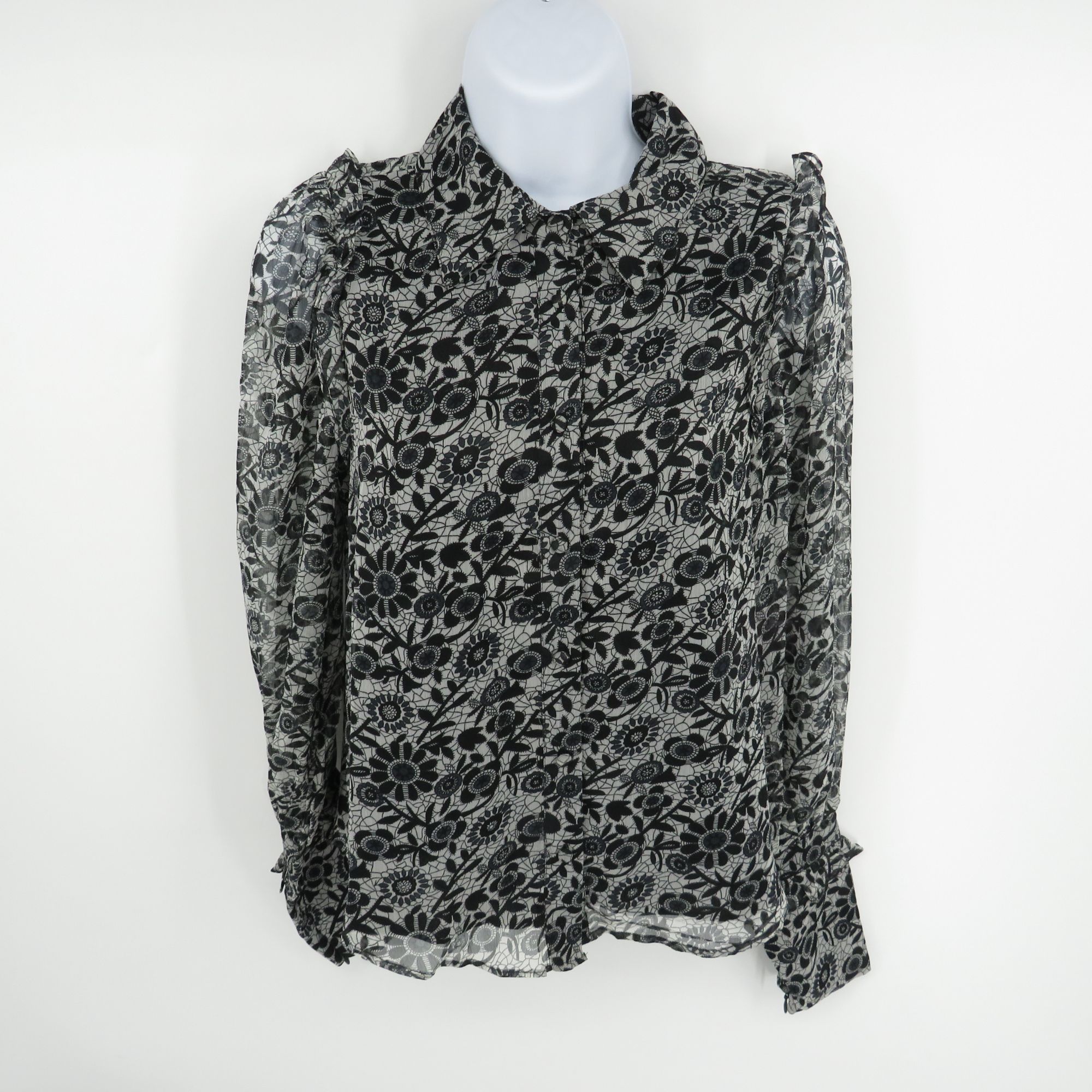 Other Walter Baker XS Sheer Black & White Floral Long Sleeve Blous Size XS / US 0-2 / IT 36-38 - 1 Thumbnail