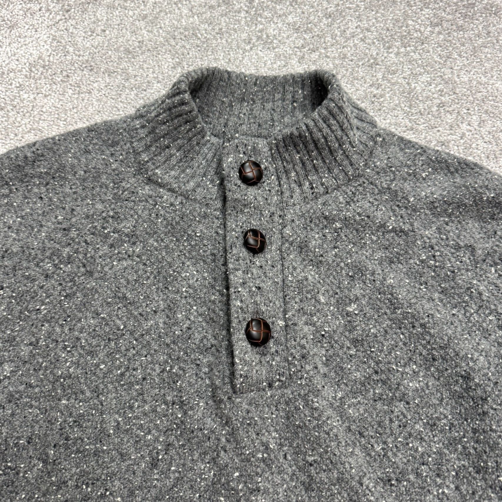 UNTUCKit UNTUCKit Gordonne Button Up Mock Neck Pullover Sweater Mens XXL Gray Lambswool Size US XXL / EU 58 / 5 - 3 Thumbnail
