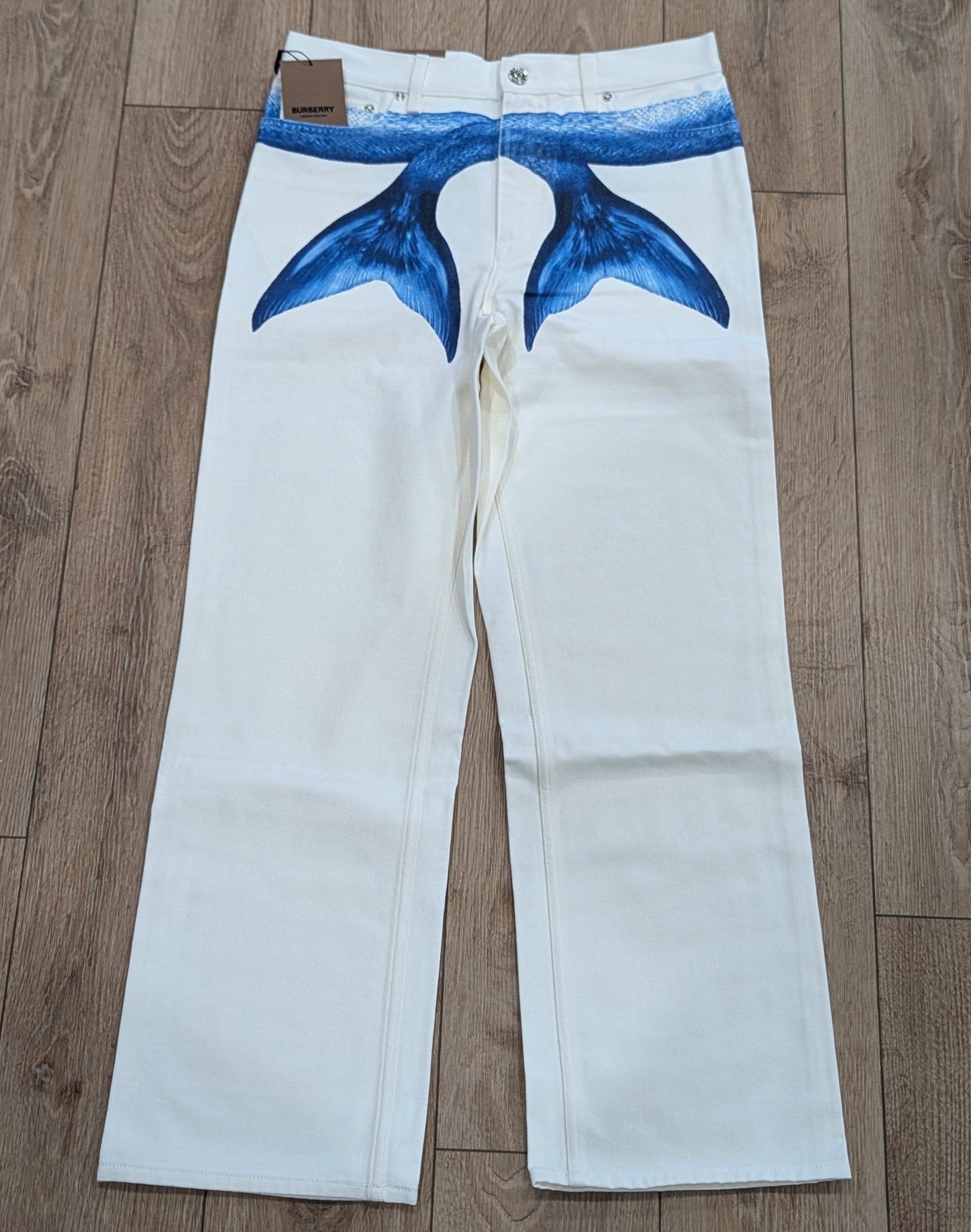 Burberry BURBERRY Mermaid Tail Straight Leg Denim Jeans White 32 Size US 32 / EU 48 - 1 Thumbnail