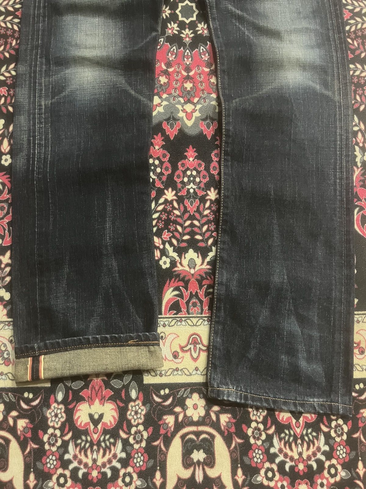 Edwin Edwin 505XX Dark Blue Whisker Buckle Back Selvedge Jeans Size US 33 - 10 Thumbnail