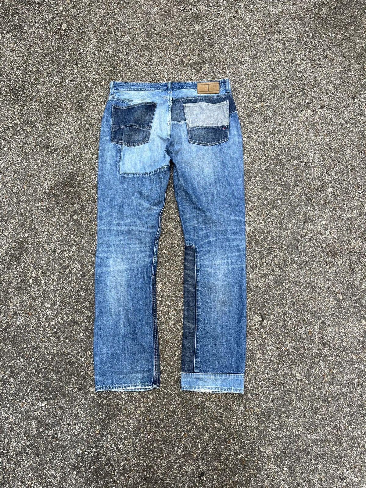 Tommy Hilfiger Tommy Hilfiger Hudson Straight Fit Patched Blue Denim Jeans Size US 33 - 12 Thumbnail