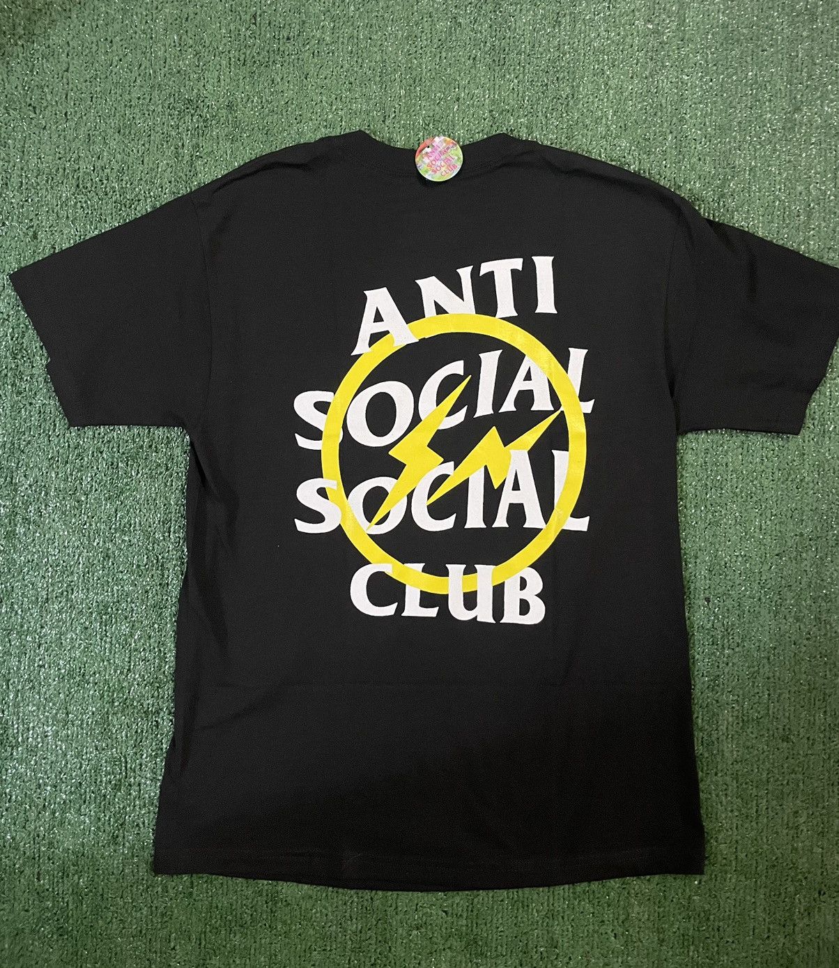 anti socil socil club ✖️ fragment Anti Social Social Club x Fragment Yellow Bolt Hoodie Black