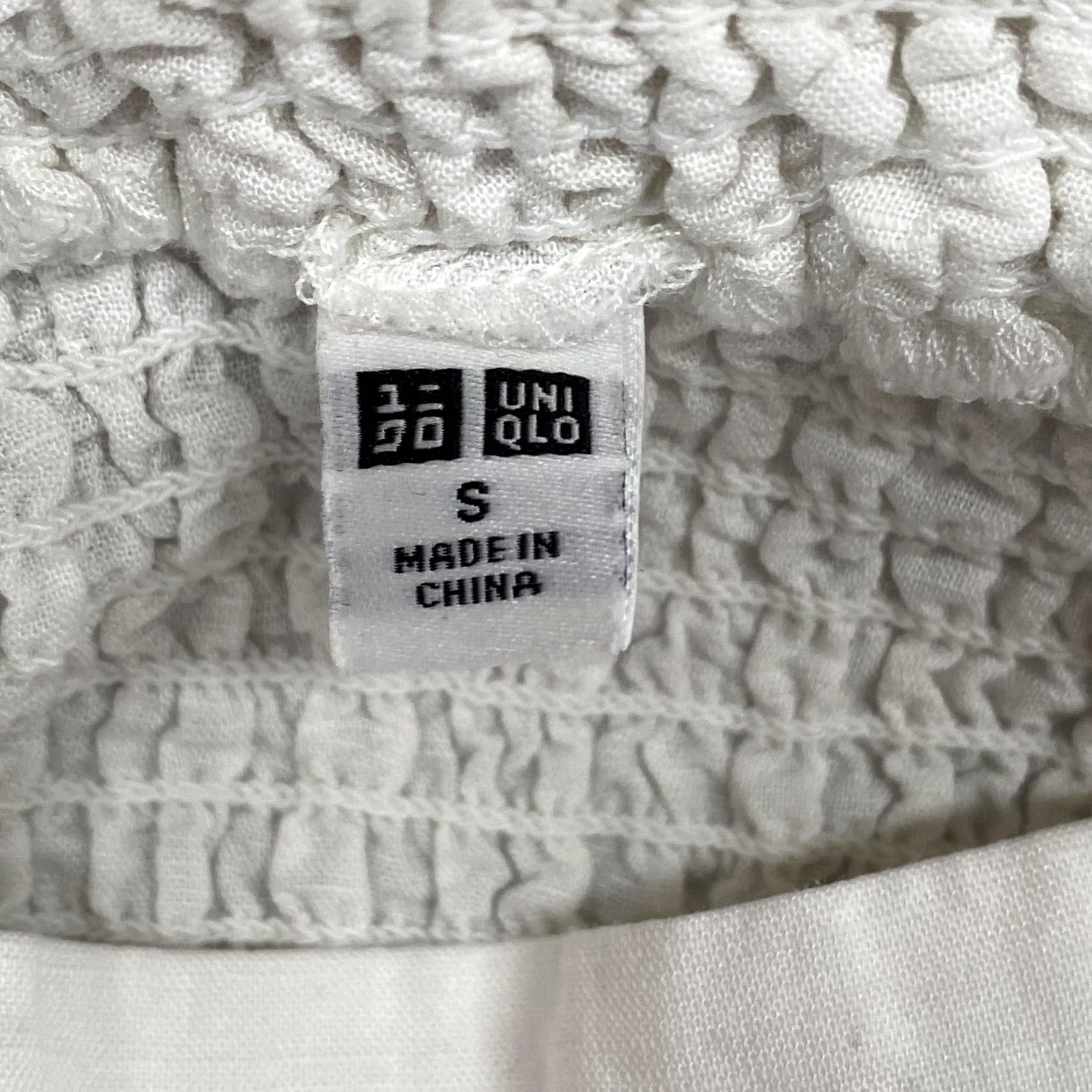 Uniqlo Uniqlo Sundress Womens S White Smocked Square Neck Midi Linen Dress Fit Flare Casual Travel Sleeveless Size S / US 4 / IT 40 - 6 Thumbnail