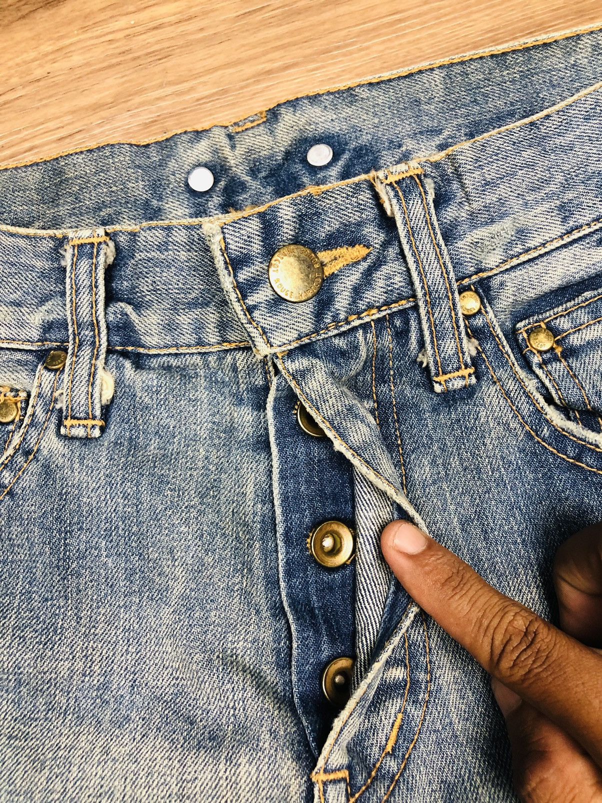 Japanese Brand Haricot Rouge Distressed Jeans (33) Size US 27 - 10 Thumbnail