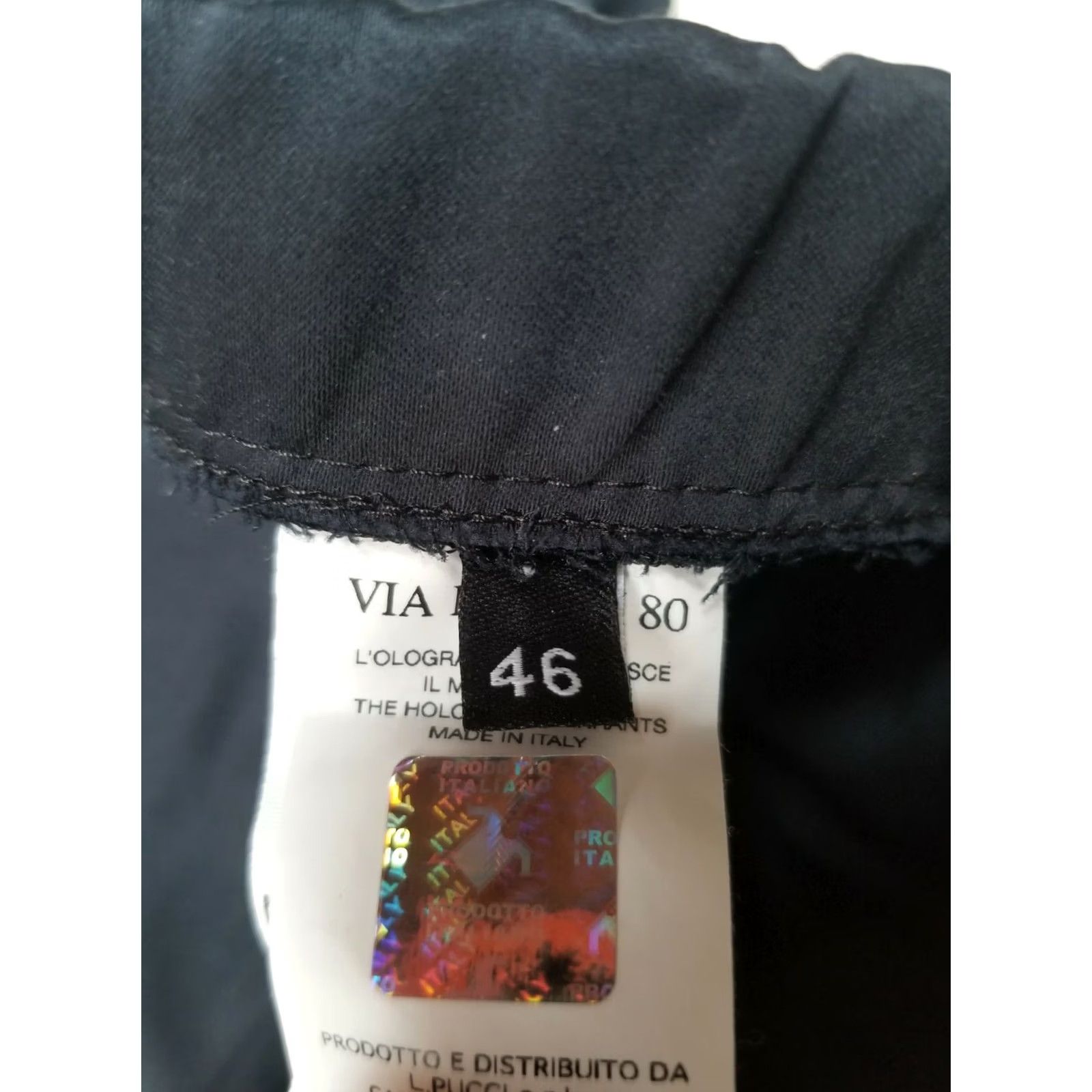 Vintage Via Masini 80 Firenze Womens Mid-Rise Straight Pants Stretch Waistband Black 46 Size 32" / US 10 / IT 46 - 4 Thumbnail