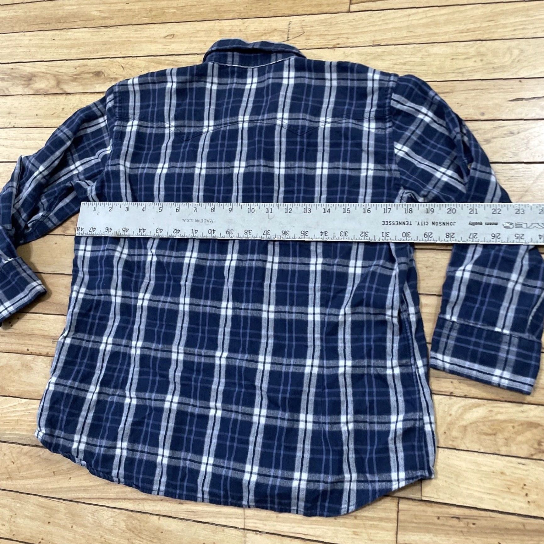 Chaps CHAPS Denim Cotton Shirt Women L Blue Plaid Button-Up Long Sleeve Western Size L / US 10 / IT 46 - 6 Thumbnail